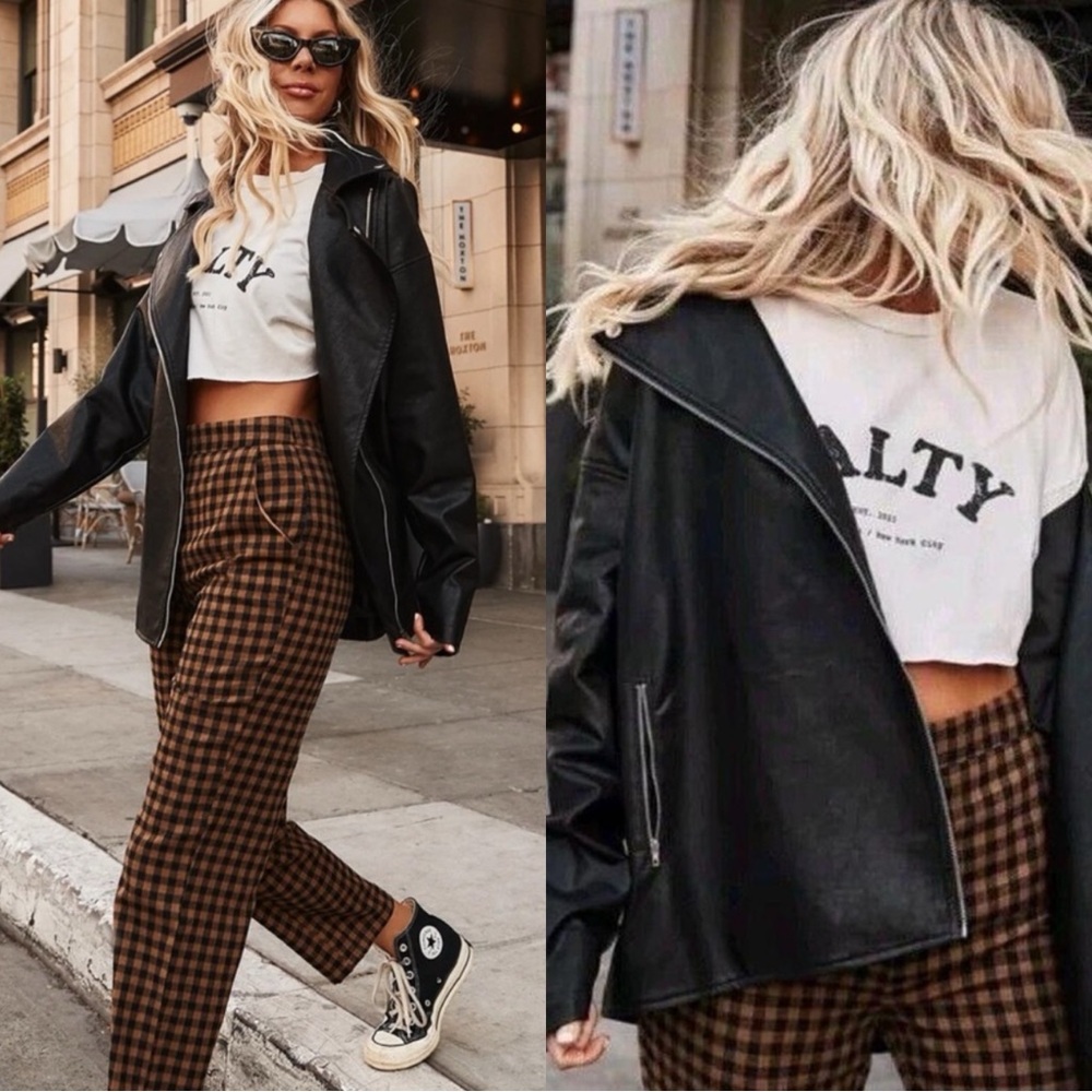12TH TRIBE x The Salty Blonde Black Faux Leather Jacket Coat - M/L